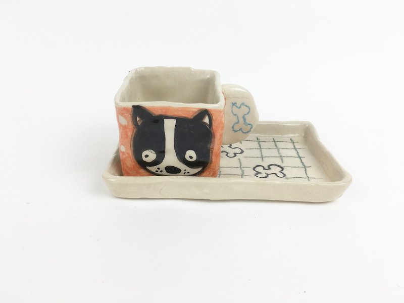 Nice Little Clay Manual Cup Set_狗狗方杯0135-08 - Mugs - Pottery Orange