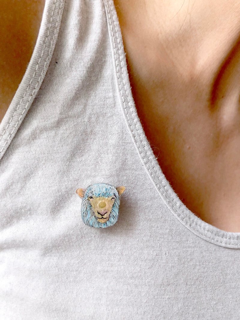 adc | party animals | sheep | brooch - Brooches - Plastic White
