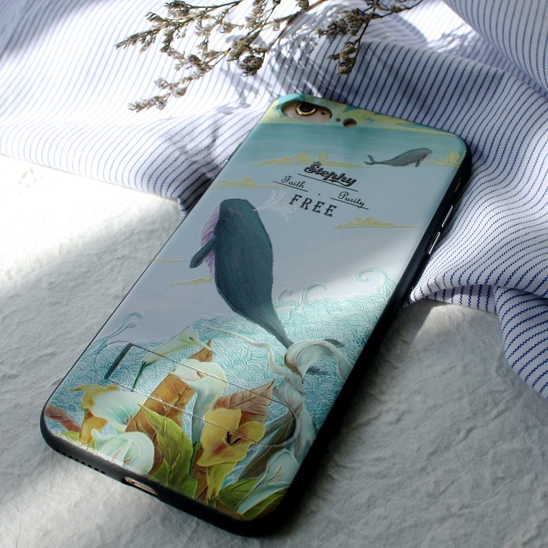 Exclusive Underwater World 3D Embossed Mobile Phone Case with Invisible Bracket_Comes with Mobile Phone Wallpaper - Phone Cases - Plastic 