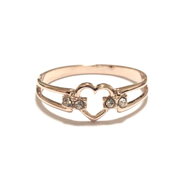 Heart Crystal Ring (ピンキーリング可) - 戒指 - 其他金屬 金色