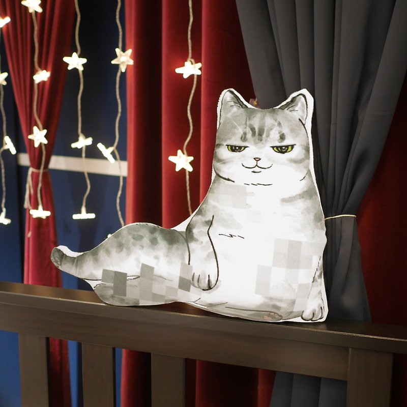 American Short hair cat Cushion throw pillow PURRBOY - ตุ๊กตา - ผ้าฝ้าย/ผ้าลินิน 