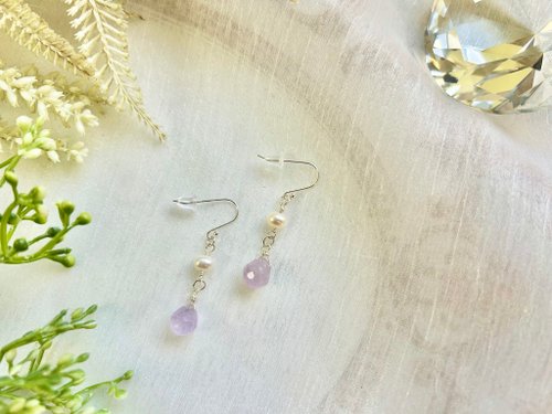 formica accessory 純銀耳環 水滴形紫水晶耳環 高等級天然淡水珍珠耳環 紫水晶