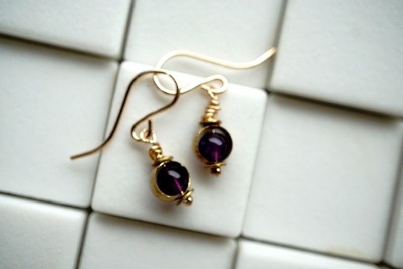 Pinkoi Proxy Purchase - Circled Stone earrings (amethyst) - Earrings & Clip-ons - Gemstone 