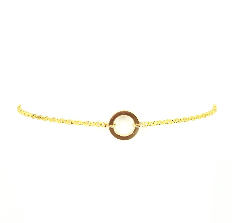 Golden circle chain rope necklace (small) - สร้อยคอ - วัสดุอื่นๆ สีทอง