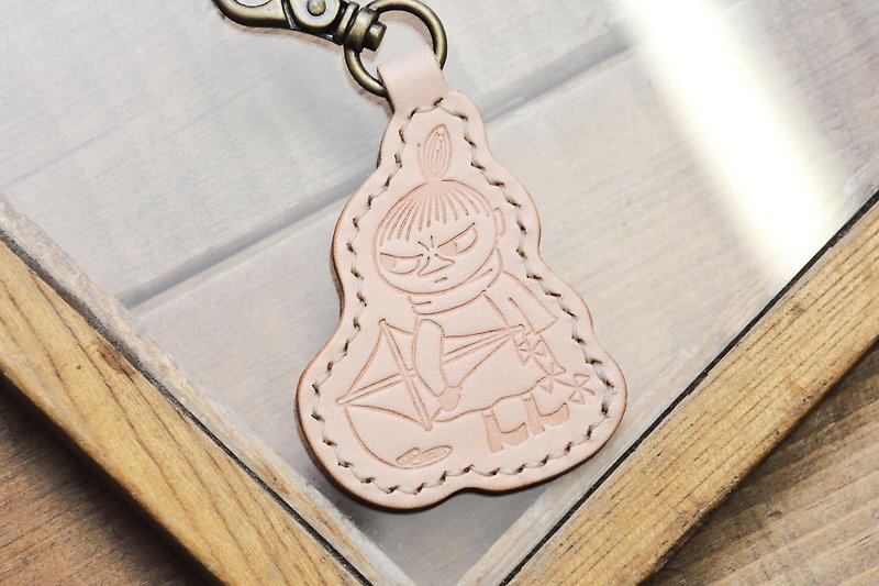 #成品製造 MOOMIN x 港產皮革 阿美 鑰匙圈 本色 正式授權 小不點 - 鑰匙圈/鎖匙扣 - 真皮 卡其色