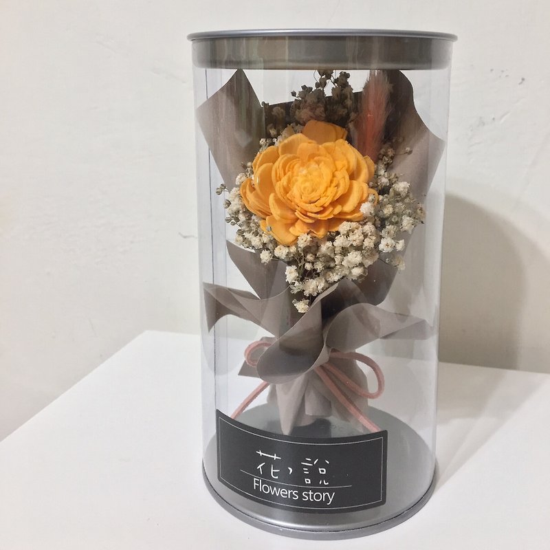 Bottle Flower Orange Sun Rose * Beige - with box - ตกแต่งต้นไม้ - พืช/ดอกไม้ สีส้ม