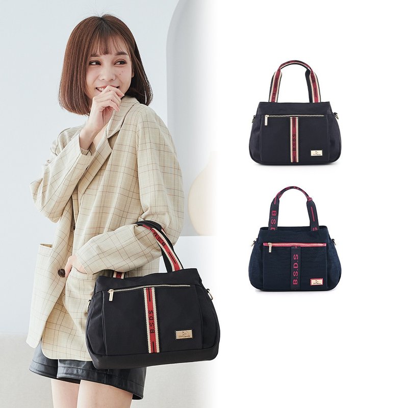 [Fashion Ribbon] Very good - Ribbon splicing dual-use shopping bag - two colors in total - กระเป๋าถือ - ไนลอน หลากหลายสี