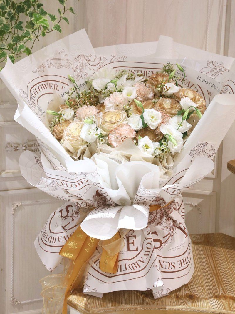 巨型鮮花束 - 乾燥花/永生花 - 植物．花 白色