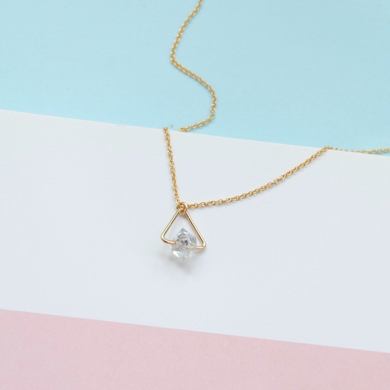 N IS FOR NEVERLAND Dream Traveler Herkimon Crystal Shining Diamond US 14kgf Gold Gold Necklace - สร้อยคอ - เครื่องเพชรพลอย สีทอง