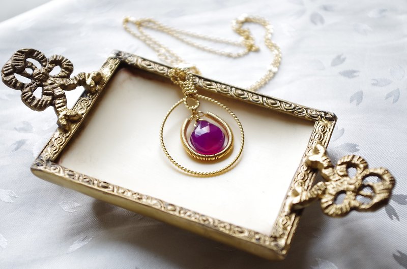 Purple chalcedony pendant - Necklaces - Gemstone Purple