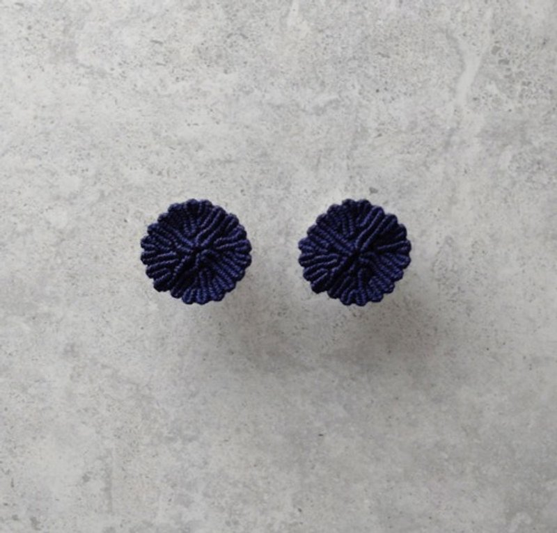 Earrings Flower lover Face Navy - ต่างหู - โลหะ 