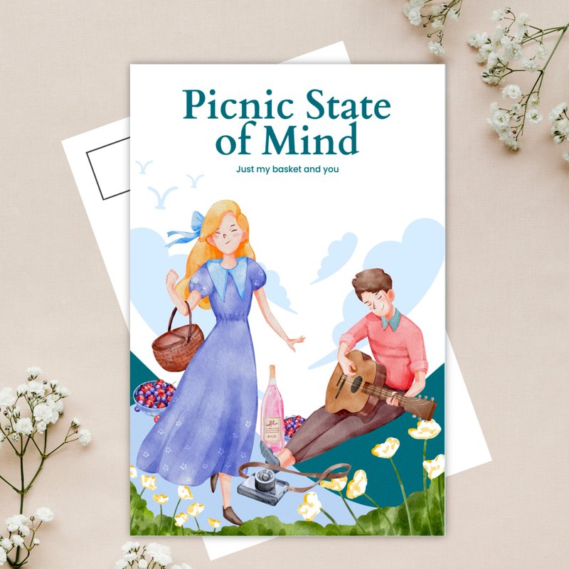 Picnic  postcard - 卡片/明信片 - 紙 