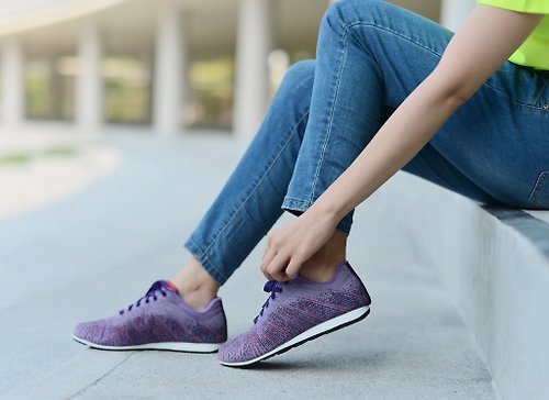 PUHU 彪琥 - 有型又好行的第一首選 MIT【緹花布舒腳鞋-女款紫】運動鞋 休閒鞋 健走鞋 透氣 不脫膠