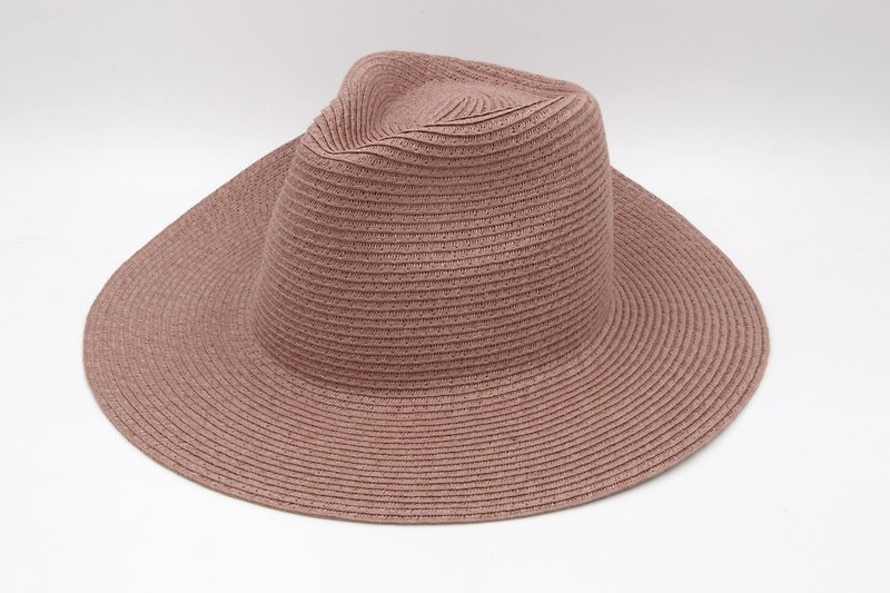【紙布家】大帽簷紳士帽(葡萄紫)紙線編織 - 帽子 - 紙 粉紅色