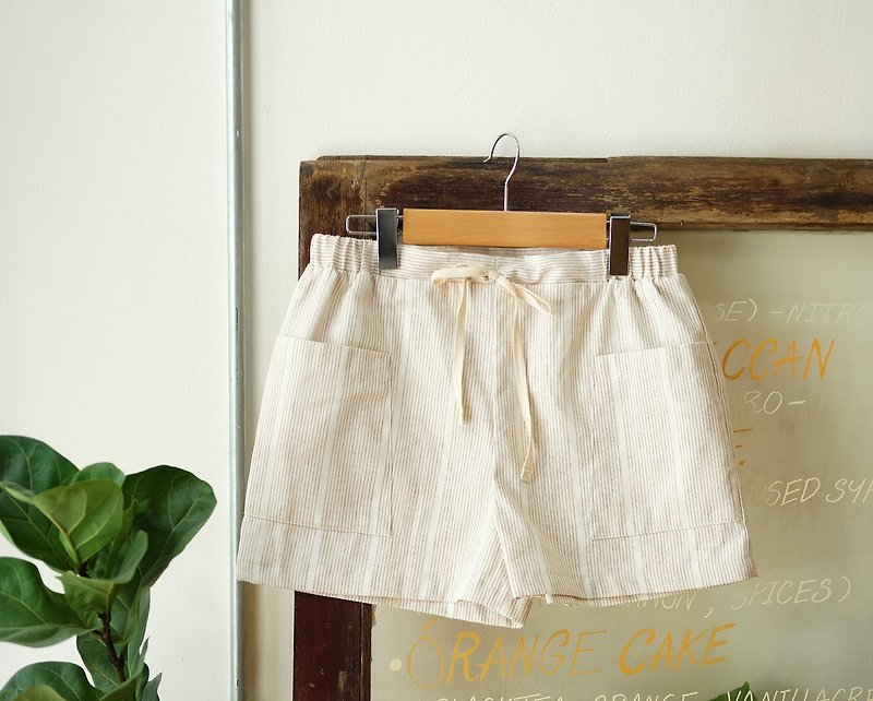 Pockets Shorts : Brown - กางเกงขายาว - ผ้าฝ้าย/ผ้าลินิน สีนำ้ตาล