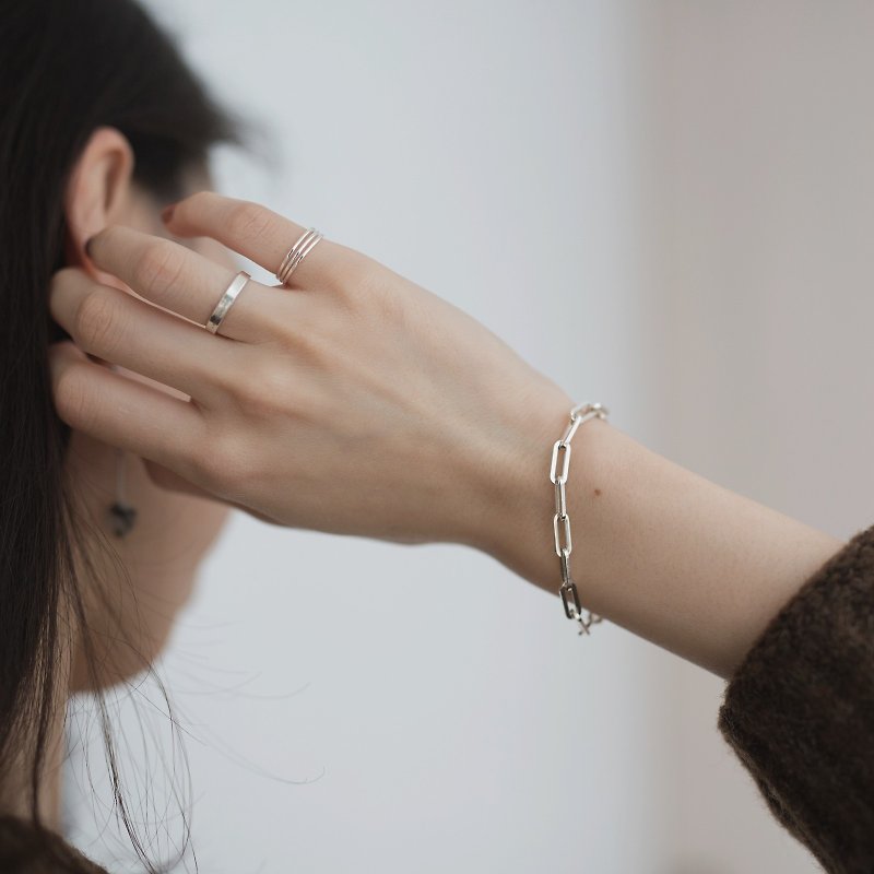 ZHU. handmade bracelet | long square small personality chain (sterling silver / sister / gift) - Bracelets - Sterling Silver 