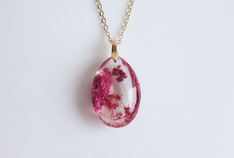Gemstone Peach Garden Natural Ore Color Ghost Brass Necklace - Necklaces - Gemstone Red