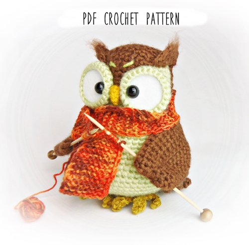 Owl Tales Crochet pattern Shawlette the owl, amigurumi, PDF tutorial in English and German