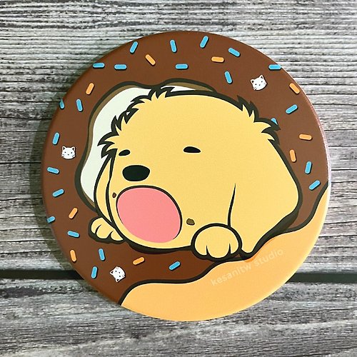 紐約狗狗 kesanitw 陶瓷杯墊 - 小黃金巧克力甜甜圈