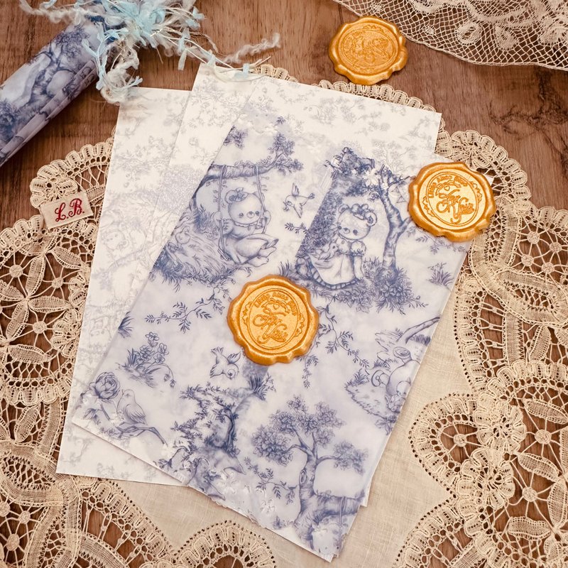 【Wonderful Forest】Little Alice Blue wrapping butter paper / greeting card - Gift Wrapping & Boxes - Paper Blue