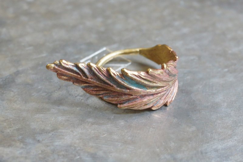 Hand-made Bronze feather ring - General Rings - Copper & Brass Yellow