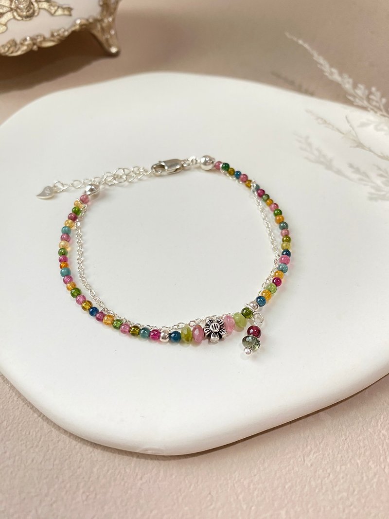 [Kimiko Handmade Jewelry] Sterling Silver Black Rose Tourmaline Bracelet - สร้อยข้อมือ - คริสตัล หลากหลายสี