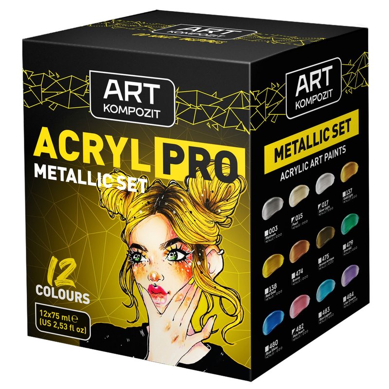 セット 12 チューブ 75 ミリリットルアクリルアーティストペイント Metalllik 貴重なセットアートギフトアート supp - その他 - その他の素材 多色