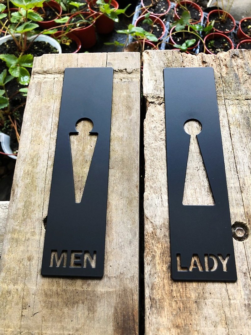Gentleman tone Stainless Steel toilet sign to meet the needs of space furnishing style toilet sign - Wall Décor - Other Metals Black