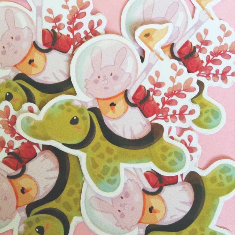 Hand-painted illustrations big stickers_forest good friend BABYRUN - สติกเกอร์ - กระดาษ 