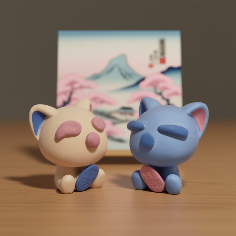 【縁起猫】 祈願オブジェ0914-0920 - 置物 - サステナブル素材 