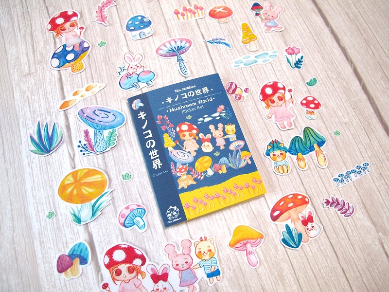 Mushroom World Sticker Set - สติกเกอร์ - กระดาษ สีน้ำเงิน