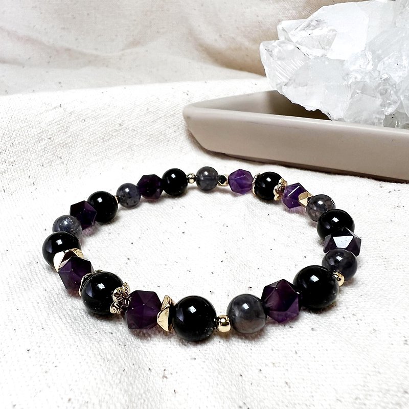 conscious. Bracelet for nobles to avoid evil and heal self-controll amethyst black hair crystal iolite l - Bracelets - Crystal Multicolor