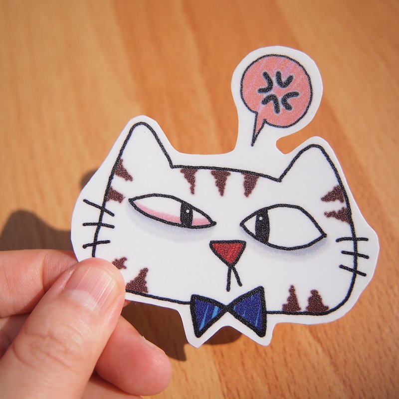 Waterproof Sticker-Angry Cat - Stickers - Paper Multicolor