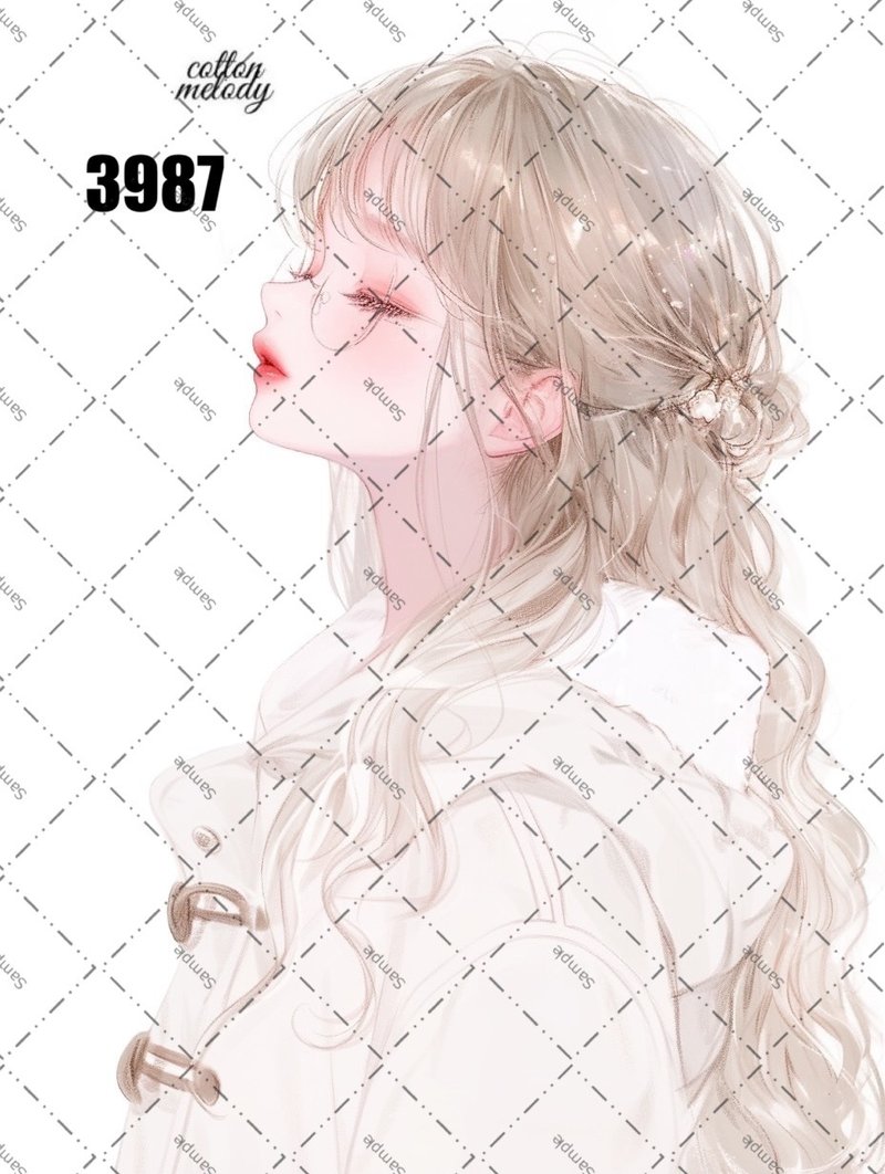 original sticker no.3987 人物ステッカー オリジナルステッカー オリジナル人物ステッカー 装飾ステッカー cotton melody - 貼紙 - 紙 