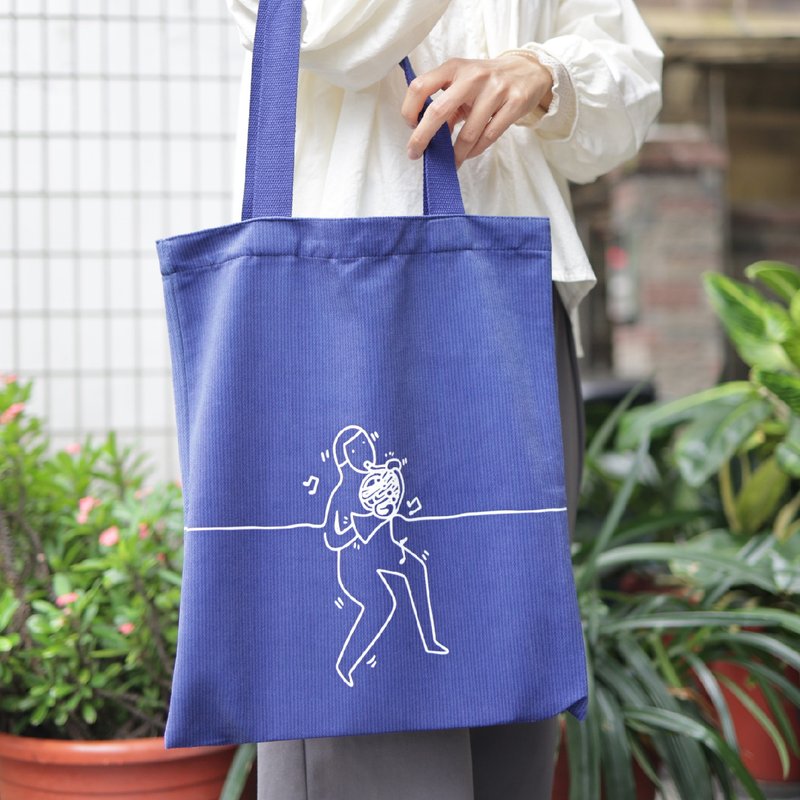 MD X subtle illustrator joint tote bag - Handbags & Totes - Other Materials Blue