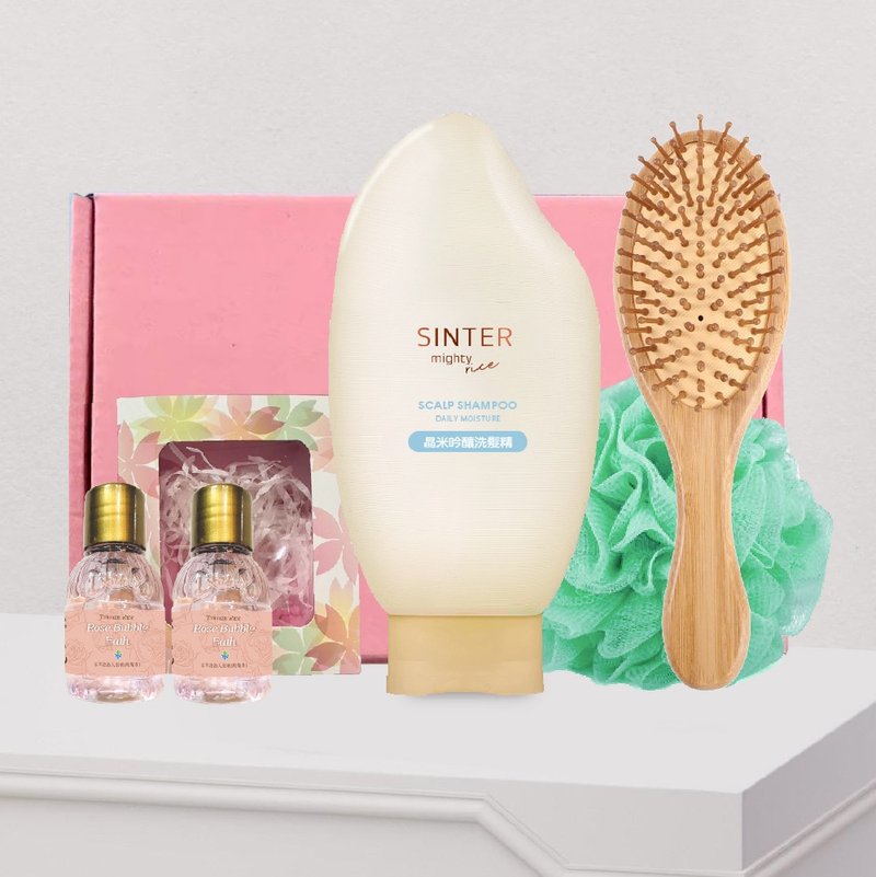 【SINTER Yanxi】5-piece Crystal Rice Ginjo Wash and Body Wash Set (Valentine’s Day Limited Air Cushion Massage Comb) - Shampoos - Other Materials Transparent