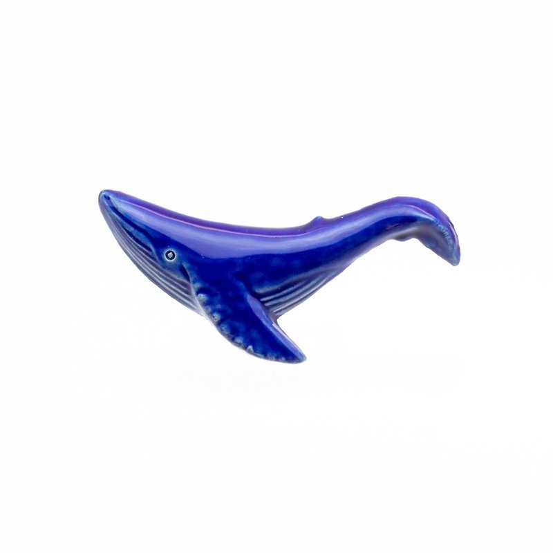 ceramics brooch whale cobalt blue - Brooches - Pottery Blue