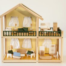 ピンクの木製ドールハウス家具付きドールハウスキットフェアリー