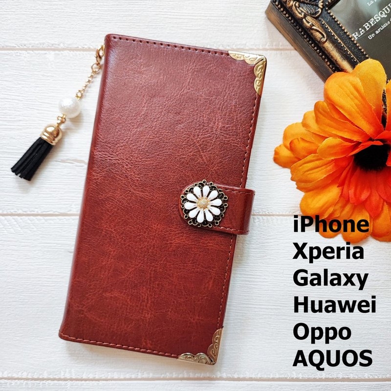 Folio Leather Case iPhone 11 iPhone 16 Galaxy S22 S21 iPhone 12 iPhone 13 Brown Coffee Color - เคส/ซองมือถือ - หนังแท้ สีนำ้ตาล