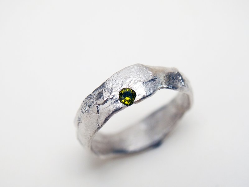 Coal Series  #a255  Gemstone Melted Rock Ring - แหวนทั่วไป - เงิน สีเงิน