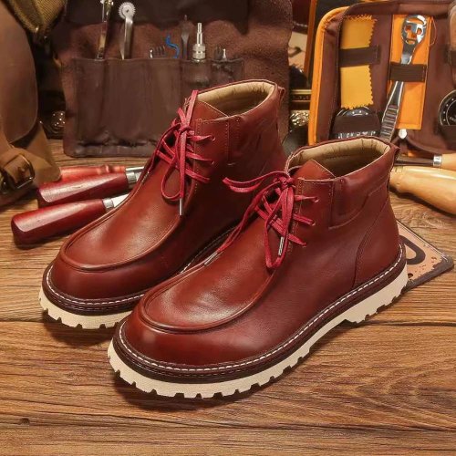 石狗車品 ROCK DOG 冬季新款馬丁靴男高幫英倫風美式復古真皮皮鞋休閒工裝靴