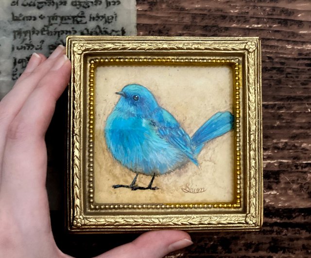 日本画 水鳥の絵画 、鴛鴦、 男らし 朗風、作家サイン入り、唐木、額入、