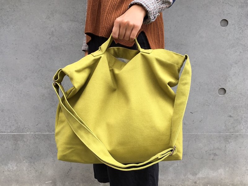 2 way canvas tote bag-Green No.2 - Messenger Bags & Sling Bags - Paper Green