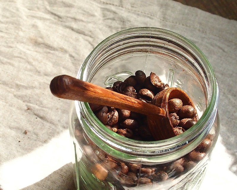 清システム。長いハンドルチークの木の手作り木製コーヒー豆スプーン - カトラリー - 木製 ブラウン