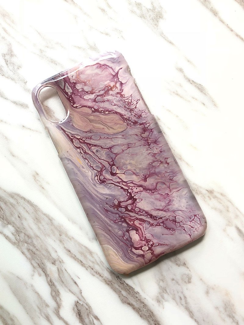 OOAK hand-painted phone case, only one available, Handmade marble IPhone case - Phone Cases - Plastic Purple