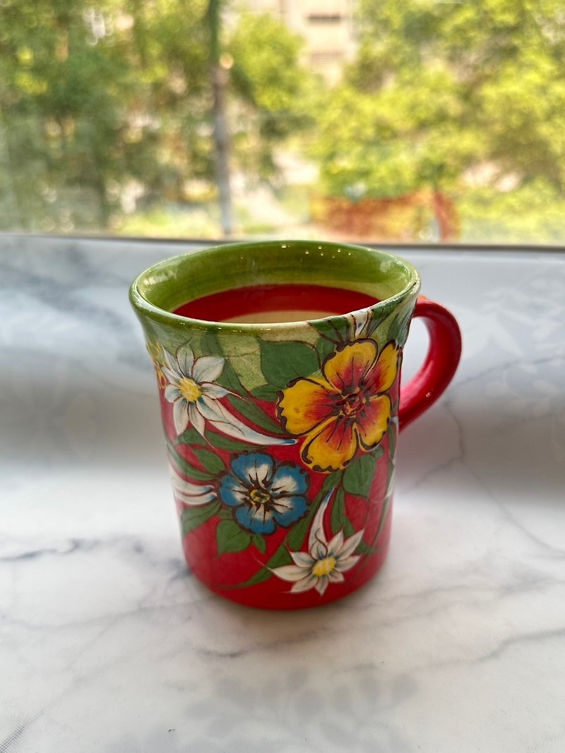 European hand-painted floral ceramic mug - Mugs - Porcelain 