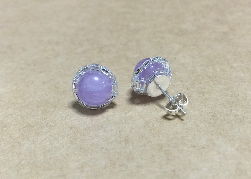 Lavender Amethyst Earrings - ต่างหู - เงิน ขาว