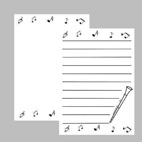 luckyhandmade246 Clarinet Music Stationary Paper A4 Printable, digital, letter, Notes stationary