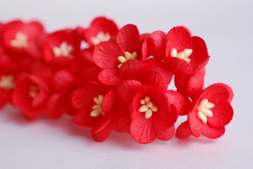 makemefrompaper Paper flower, 50 pieces, size 2.5 cm. Cherry blossom, Sakura, red color.