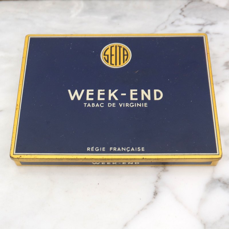 法國復古WEEKEND鐵煙盒 - 居家收納/收納盒/儲物盒 - 其他金屬 藍色
